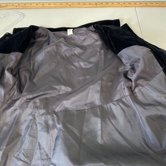 Vtg Opera Long Jacket Black Velvet Rhinestone Button Small - Picture 7 of 11